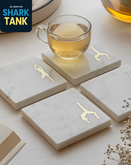 Marble Coasters (Set of 4)- Yoga Theme