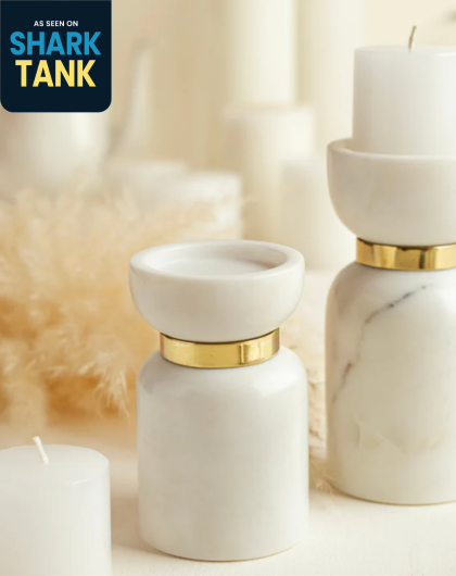 Marble Pillar Candle Holder Set