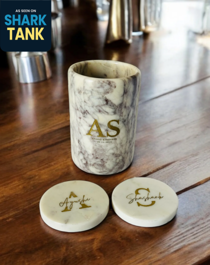 Personalised Marble Wine Chiller & Coasters Set