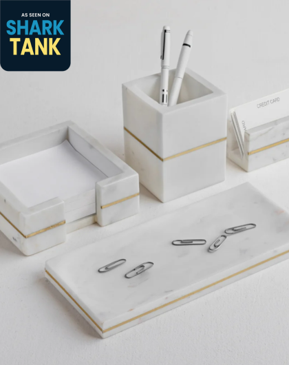 Marble Stationary Set – Pen holder, Business Card Holder, Notepad Holder, Tray
