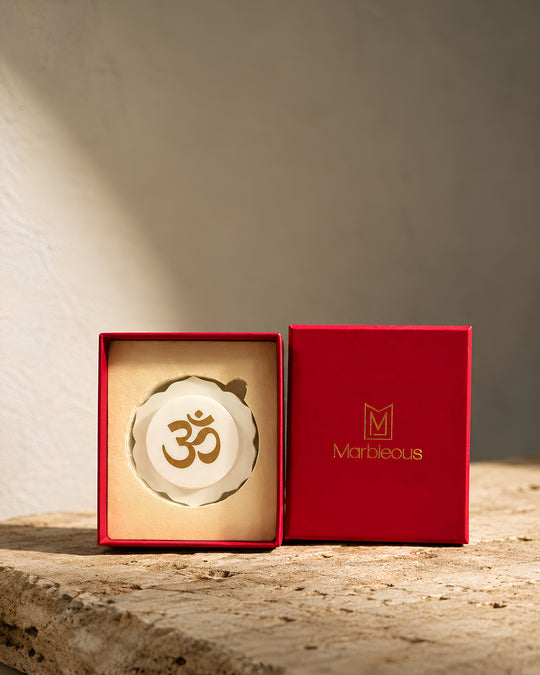 Marble Om for Mandir (With Gift Box)