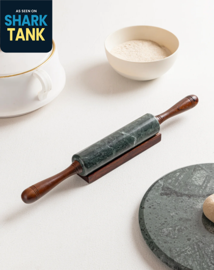 Marble Rolling Pin With Wooden Rest