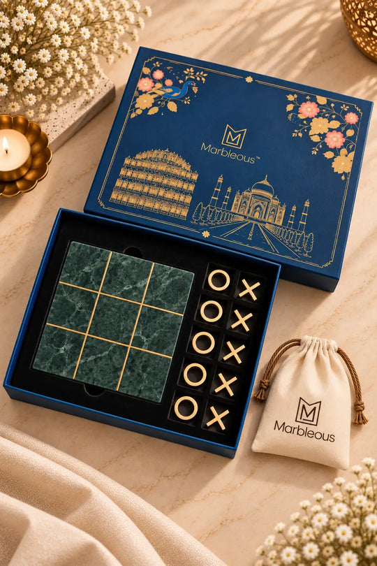 Marble Tic Tac Toe Game – Green (With Gift Box)