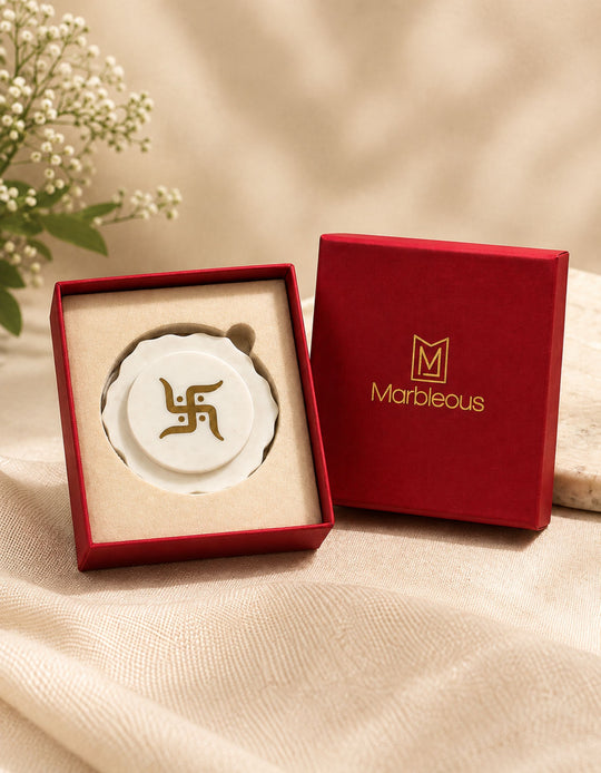Marble Swastik for Mandir (With Gift Box)
